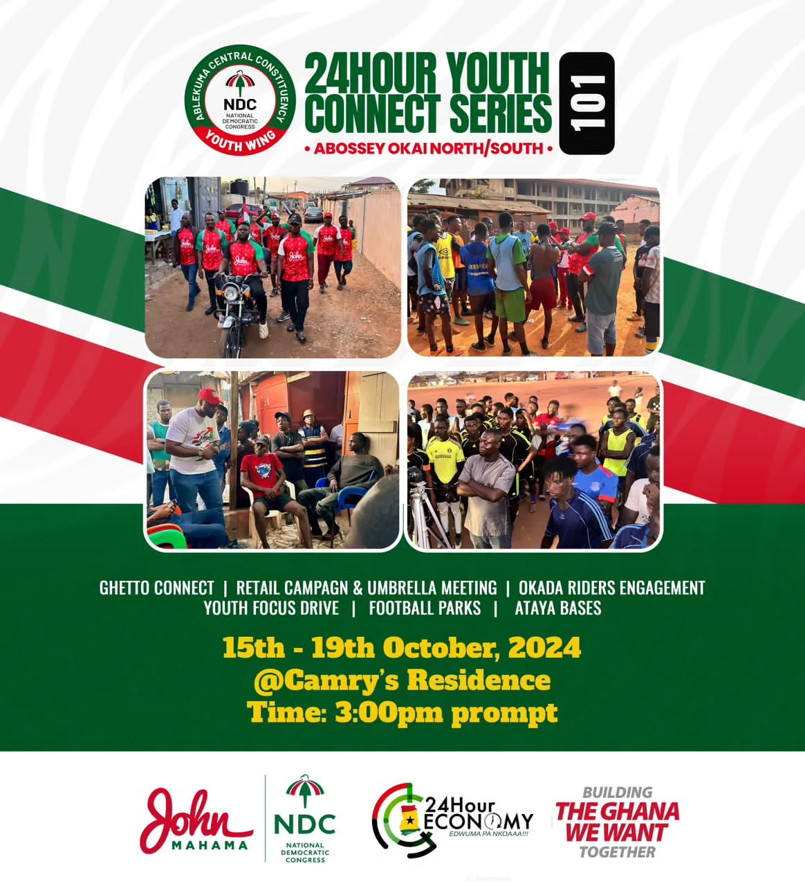 Flyer: 24-Hour Youth Connect Series 101, Abossey Okai North and South, 15 to 19 October 2024